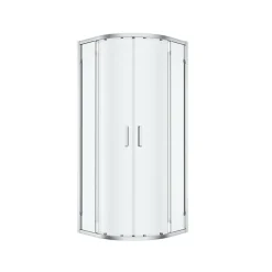 Porte De Douche|GoodHome Portes de douche coulissantes accès d'angle quart de cercle l.80 x L.80 x H.195 cm, verre transparent, profilés alu chrome, Ledava