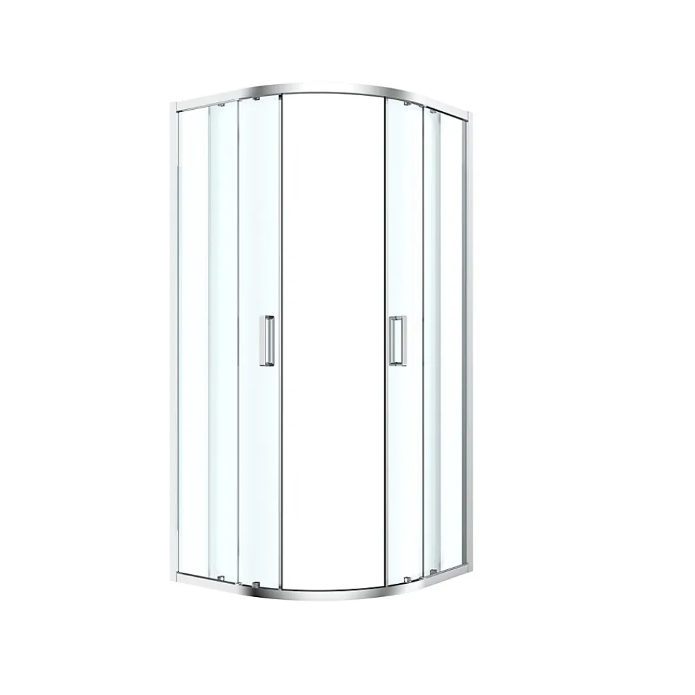 GoodHome Portes de douche coulissantes accès d'angle quart de cercle l.90 x L.90 x H.195 cm, verre transparent, profilés alu chrome, Ledava