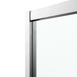 GoodHome Portes de douche coulissantes accès d'angle quart de cercle l.90 x L.90 x H.195 cm, verre transparent, profilés alu chrome, Ledava