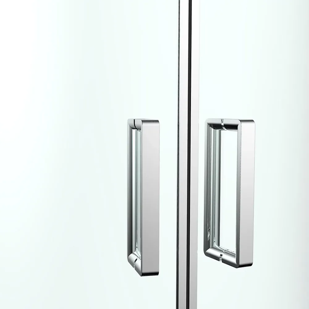 GoodHome Portes de douche coulissantes accès d'angle quart de cercle l.90 x L.90 x H.195 cm, verre transparent, profilés alu chrome, Ledava