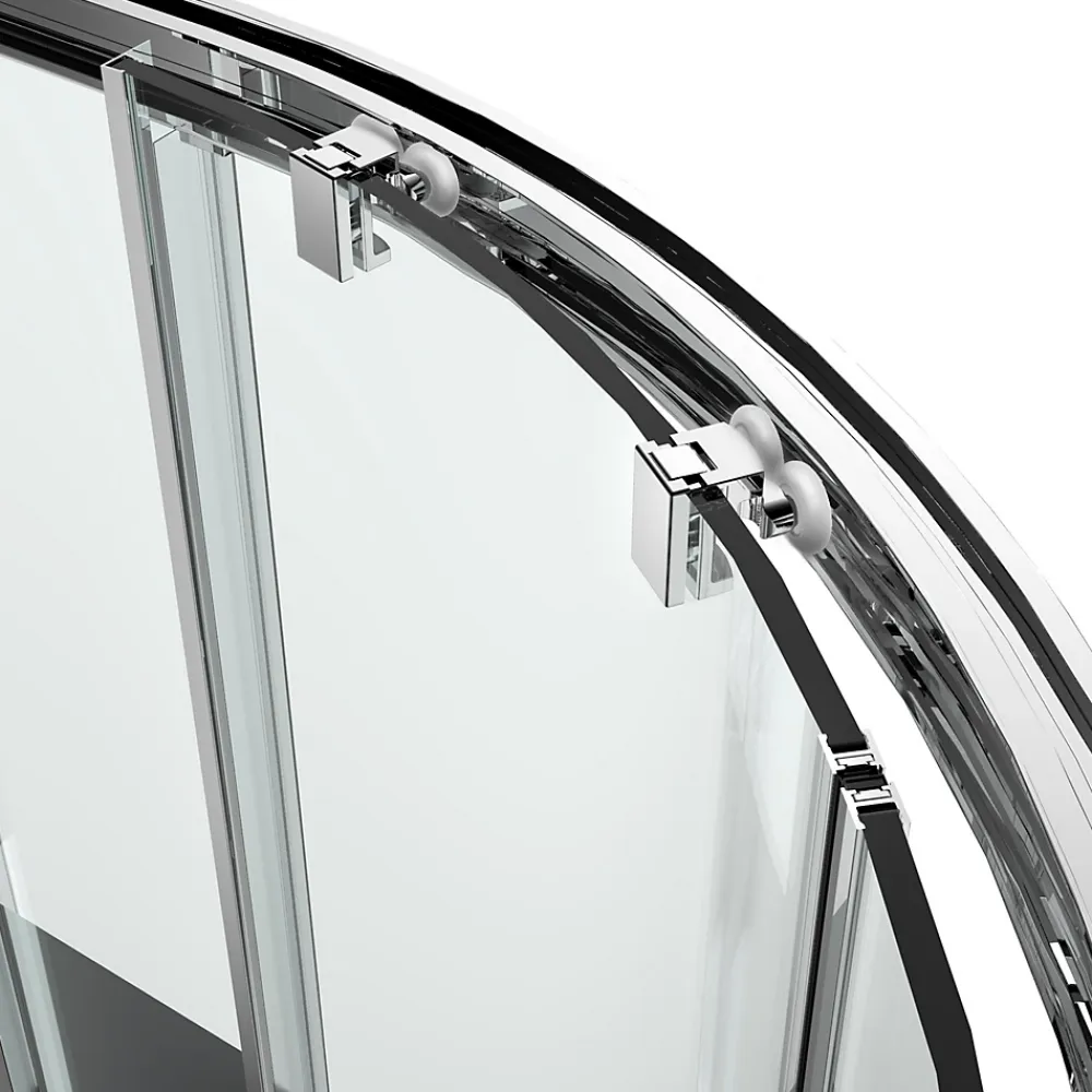 GoodHome Portes de douche coulissantes accès d'angle quart de cercle l.90 x L.90 x H.195 cm, verre transparent, profilés alu chrome, Ledava