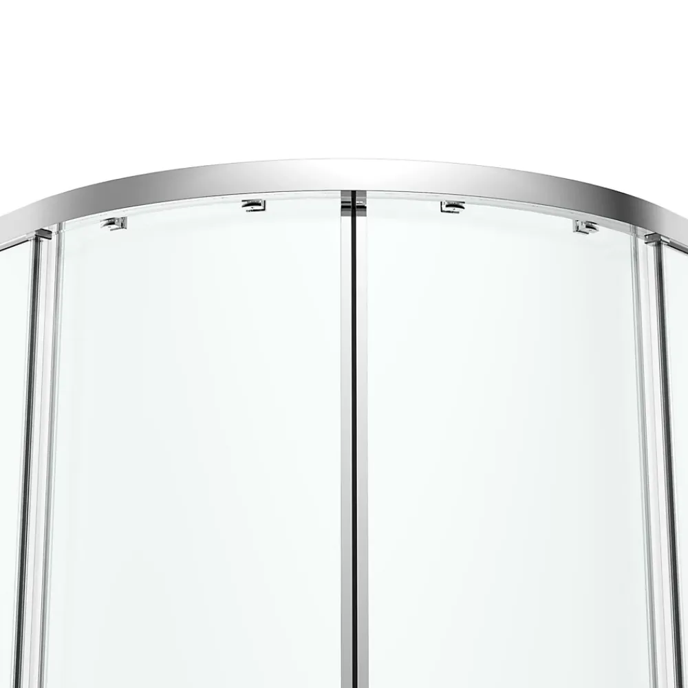 GoodHome Portes de douche coulissantes accès d'angle quart de cercle l.90 x L.90 x H.195 cm, verre transparent, profilés alu chrome, Ledava