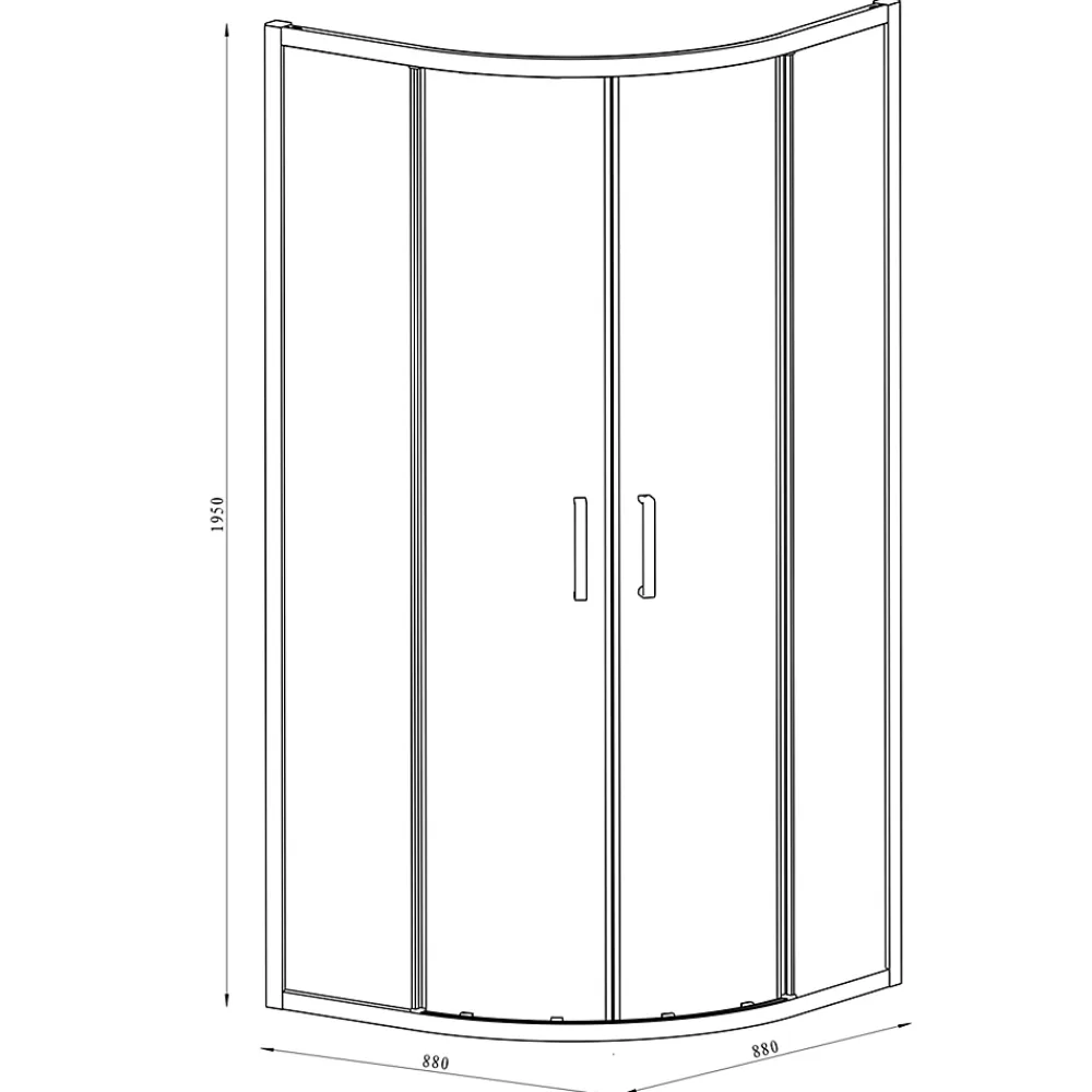 GoodHome Portes de douche coulissantes accès d'angle quart de cercle l.90 x L.90 x H.195 cm, verre transparent, profilés alu chrome, Ledava