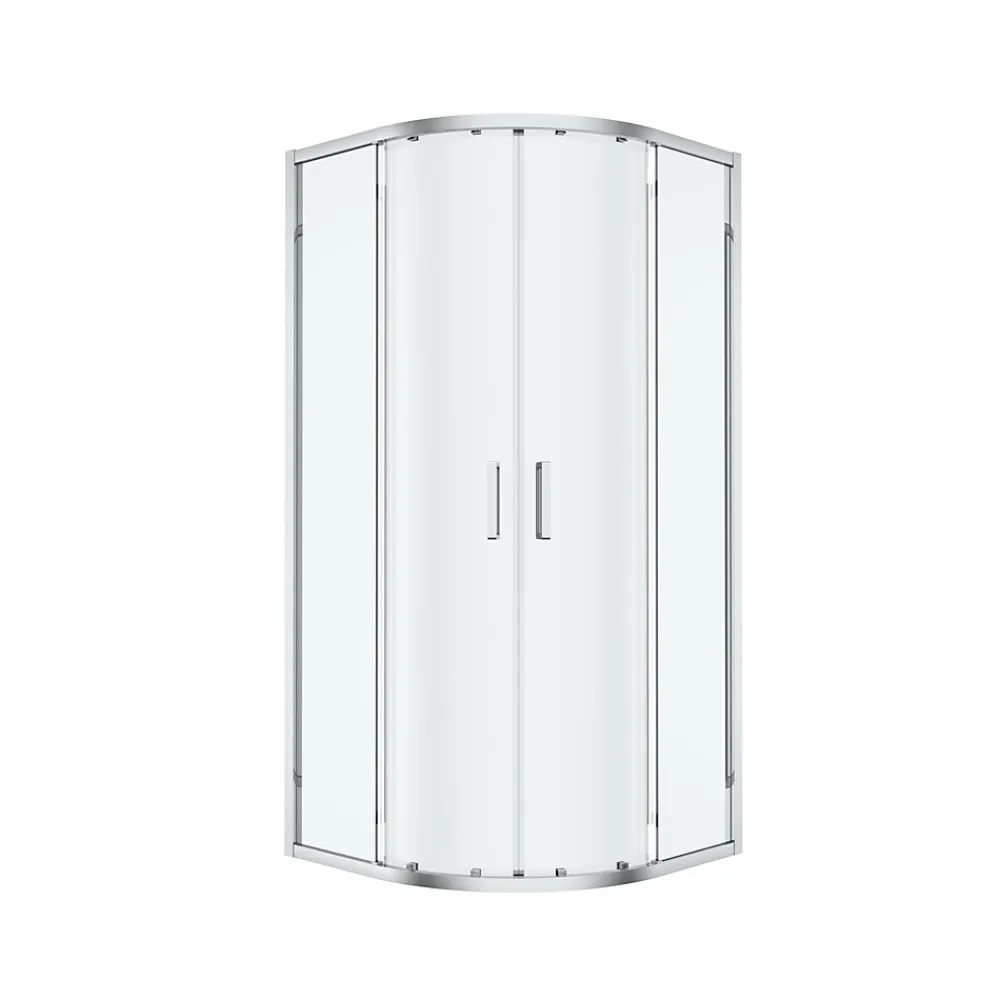 GoodHome Portes de douche coulissantes accès d'angle quart de cercle l.90 x L.90 x H.195 cm, verre transparent, profilés alu chrome, Ledava