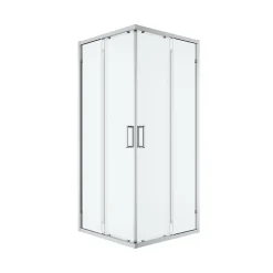 Porte De Douche|GoodHome Portes de douche coulissantes accès d'angle l.90 x L.90 x H.195 cm, verre transparent, profilés alu chrome, Ledava
