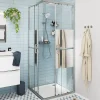 GoodHome Portes de douche coulissantes accès d'angle l.80 x L.80 x H.195 cm, bandes miroir, profilés alu chrome, Ledava