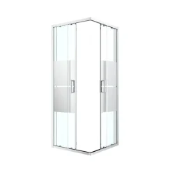 GoodHome Portes de douche coulissantes accès d'angle l.80 x L.80 x H.195 cm, bandes miroir, profilés alu chrome, Ledava