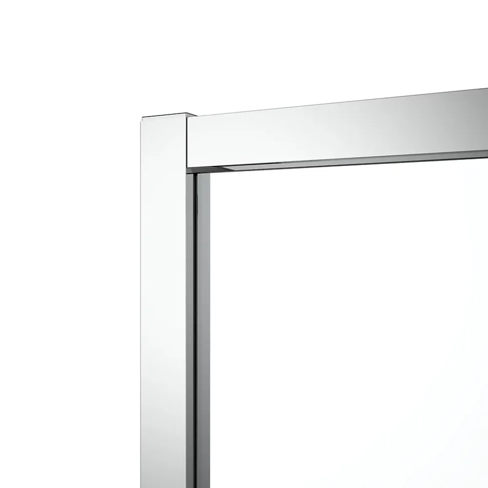 GoodHome Portes de douche coulissantes accès d'angle l.80 x L.80 x H.195 cm, bandes miroir, profilés alu chrome, Ledava