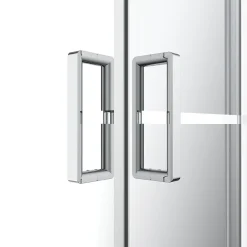 GoodHome Portes de douche coulissantes accès d'angle l.80 x L.80 x H.195 cm, bandes miroir, profilés alu chrome, Ledava