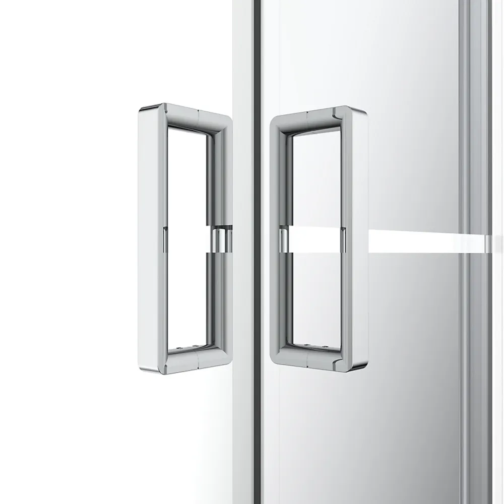 GoodHome Portes de douche coulissantes accès d'angle l.80 x L.80 x H.195 cm, bandes miroir, profilés alu chrome, Ledava