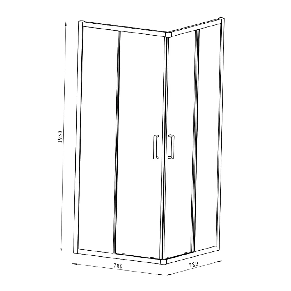 GoodHome Portes de douche coulissantes accès d'angle l.80 x L.80 x H.195 cm, bandes miroir, profilés alu chrome, Ledava