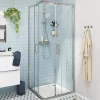 Porte De Douche|GoodHome Portes de douche coulissantes accès d'angle l.80 x L.80 x H.195 cm, verre transparent, profilés alu chrome, Ledava