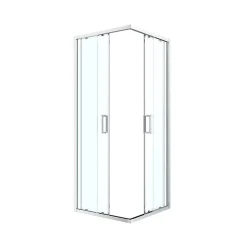 Porte De Douche|GoodHome Portes de douche coulissantes accès d'angle l.80 x L.80 x H.195 cm, verre transparent, profilés alu chrome, Ledava
