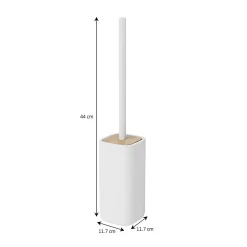 Accessoire Wc|GoodHome Pot à balai WC en céramique et bambou, blanc, Cervia