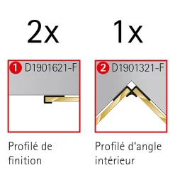 Schulte Profilé de finition + 1 profilé d'angle intérieur pour Panneau mural Décodesign, blanc vendu par 2