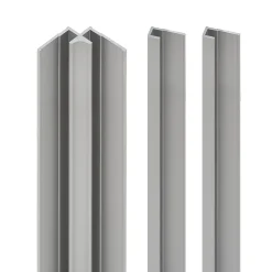 Panneau Mural De Salle De Bains|Schulte Profilé de fintion + 1 profilé d'angle intérieur H.255 x l.2,3 cm, aluminium, argent, Deco Design vendu par 2