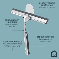 GoodHome Raclette de douche + support chromé Cavally