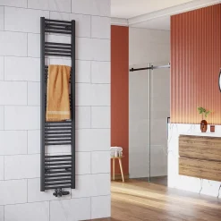 Sèche-Serviettes Mixte|Sirhona Radiateur à eau chaude Salle de bain Sèche-serviettes 1800x400x30mm - Vertical -Gris