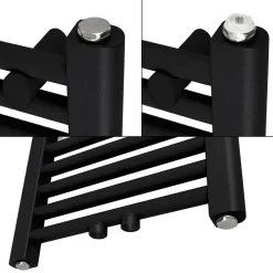 Sèche-Serviettes Eau Chaude|Luxebath Radiateur de Salle de Bain Design Sahara, 500 x 1500 mm, Noir Mat, Forme Droit avec Connexion Central, sans Kit de Raccordement