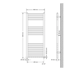 Luxebath Radiateur de salle de bain Sahara 500x1200 mm noir mat droit