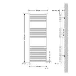Luxebath Radiateur de Salle de Bain Electrique, Chrome, Elément Chauffant 900W
