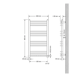 Luxebath Radiateur de Salle de Bain Design Sahara, 500x800 mm, Noir Mat, Forme Courbé