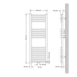 Luxebath Radiateur de Salle de Bain Design Sahara, 400 x 1200 mm, Blanc, Forme Courbé
