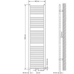 Luxebath Radiateur Design Sahara Non Electrique - 400 x 1800 mm - Blanc