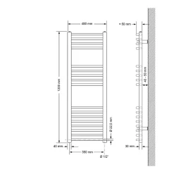 Sèche-Serviettes Mixte|Luxebath Radiateur Electrique avec Elément Chauffant 900W - 400x1200 mm