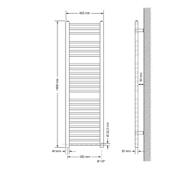 Sèche-Serviettes Mixte|Luxebath Radiateur Electrique Sahara 400x1500mm, Anthracite