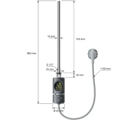Sèche-Serviettes Mixte|Luxebath Radiateur Electrique Sahara 750x1800mm, Anthracite