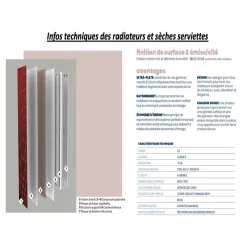 Onbath'S Radiateur electrique 800W vertical 180x40 cm resine aspect ardoise gris clair