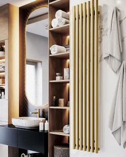 Sèche-Serviettes Électrique|Matisere Radiateur électrique doré de 1200mm de haut et 480mm de large - 800 Watt - ROL1200/480ROE1BRA