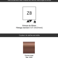 Matisere Radiateur mixte cuivre de 1900mm de haut et 390mm de large - 768 Watt - CAN1900/390Z8PER