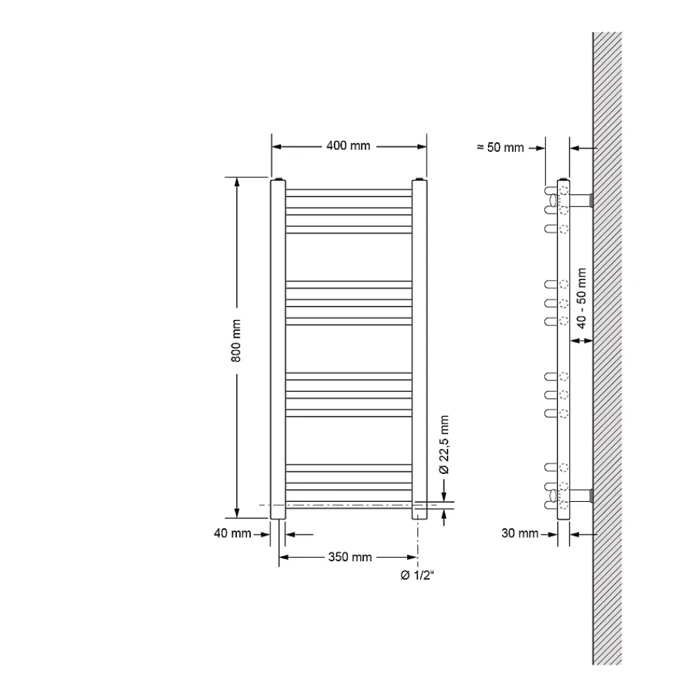 Sèche-Serviettes Mixte|Luxebath Radiateur Porte Serviettes mural Radiateur Sèche-serviettes coudé