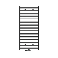 Sèche-Serviettes Mixte|Luxebath Radiateur Salle de Bain 750x1500 mm Anthracite Courbé Raccord Central au Bas avec Garniture de Raccordement Forme d'Angle
