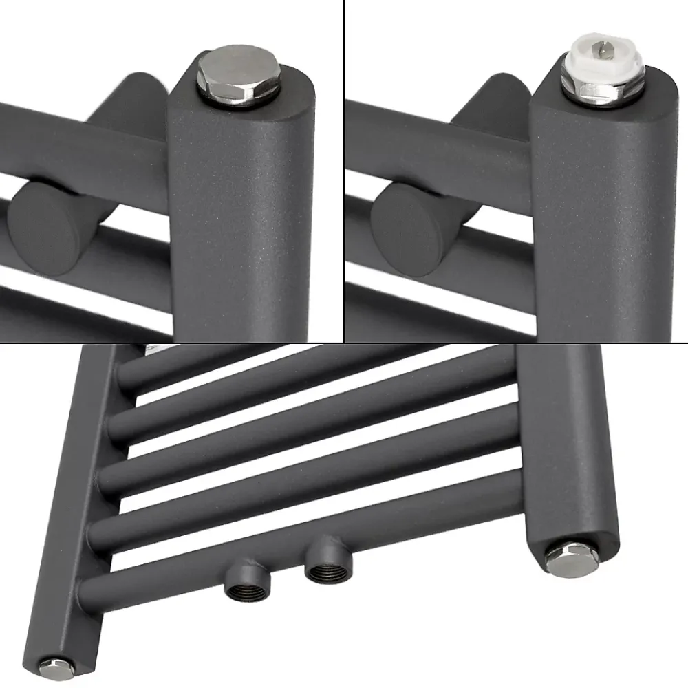 Sèche-Serviettes Mixte|ECD Germany Radiateur Salle de Bain 300x1400 mm Anthracite Droite Raccord Central au Bas