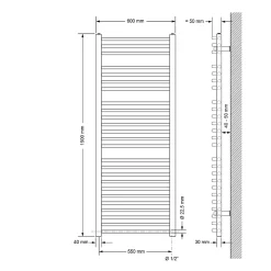 Luxebath Radiateur Sèche Serviette Electrique 600x1500mm