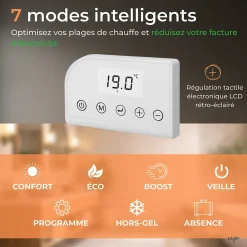 Sèche-Serviettes Électrique|Cosy up Radiateur sèche serviettes électriques à inertie sèche barres rondes 750W thermostat programmable Cosyup Olen Blanc Garantie 3 ans