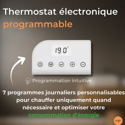 Sèche-Serviettes Électrique|Cosy up Radiateur sèche serviettes électriques à inertie sèche barres rondes 500W thermostat programmable Cosyup Olen Blanc Garantie 3 ans