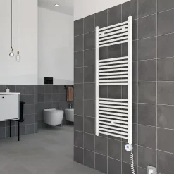 Kiamami Valentina Radiateur Sèche-Serviettes Électrique Avec Thermostat Réglable 50X150 Blanc