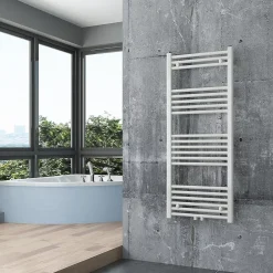 Bernstein Radiateur sèche-serviettes 120x50cm design de salle de bain en laiton - Blanc - R18W - Sans porte-serviette ni kit de connexion