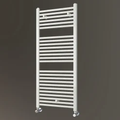 Sèche-Serviettes Eau Chaude|Kibath Radiateur sèche-serviettes circuit de chauffage 120 cm x 50 cm finition BLANC brillant en acier