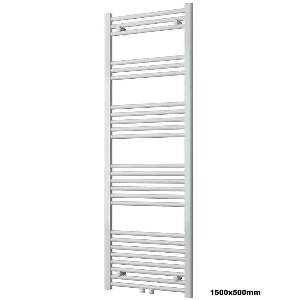 Sèche-Serviettes Eau Chaude|Bernstein Radiateur sèche-serviettes 150x50cm design de salle de bain en laiton - Blanc - R18W - Sans porte-serviette ni kit de connexion
