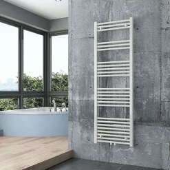 Sèche-Serviettes Eau Chaude|Bernstein Radiateur sèche-serviettes 150x50cm design de salle de bain en laiton - Blanc - R18W - Sans porte-serviette ni kit de connexion
