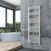 Sèche-Serviettes Eau Chaude|Bernstein Radiateur sèche-serviettes 150x50cm design salle de bain en laiton, Blanc, R18W, Sans porte-serviette, avec kit connexion blanc