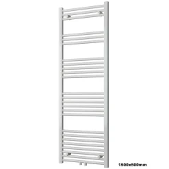 Sèche-Serviettes Eau Chaude|Bernstein Radiateur sèche-serviettes 150x50cm design salle de bain en laiton, Blanc, R18W, Sans porte-serviette, avec kit connexion blanc