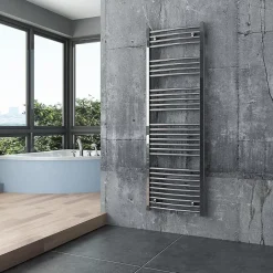 Sèche-Serviettes Eau Chaude|Bernstein Radiateur sèche-serviettes design 150x50cm acier inox - Chrome - R20C - Sans porte-serviette, Avec kit connexion chromé