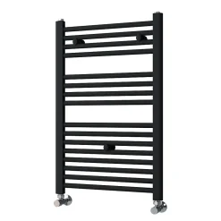 Sèche-Serviettes Eau Chaude|Kibath Radiateur sèche-serviettes circuit de chauffage 80 cm x 50 cm finition NOIR mat en acier