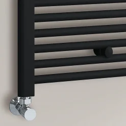 Sèche-Serviettes Eau Chaude|Kibath Radiateur sèche-serviettes circuit de chauffage 80 cm x 50 cm finition NOIR mat en acier